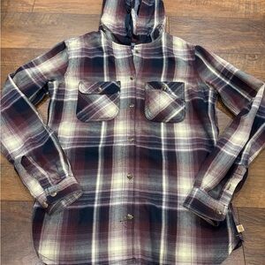 Carhartt Plaid flannel Cotton shirt with hood long sleeve xs